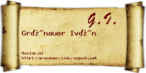 Grünauer Iván névjegykártya